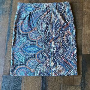 J Jill paisley womens straight stretchy pencil skirt size XS office business wor